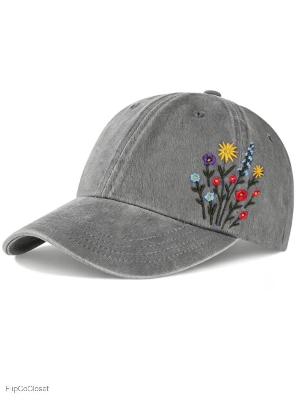 Floral Embroidered Baseball Cap Adjustable Breathable Women's Hat